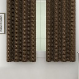 SWAYAM Brown Set of 2 Black Out Velvet Window Curtain-88