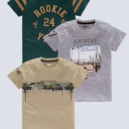 BAESD Boys Pack Of 3 Printed Round Neck Cotton T-shirt-image-63