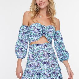 Trendyol Women Blue & White Floral Print Top with Skirt-picture-22