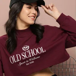 Harvard Round Neck Printed Pure Cotton Crop Sweatshirt-picture-57