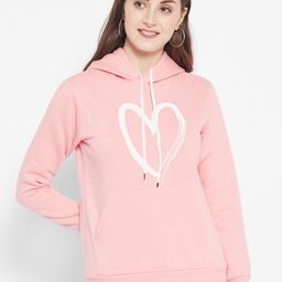 Popster Women Peach-Coloured Printed Hooded Sweatshirt-image-119