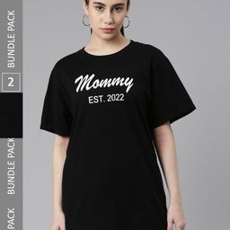 Kryptic Pack Of 2 Typography Printed Cotton Oversized T-shirt-image-4