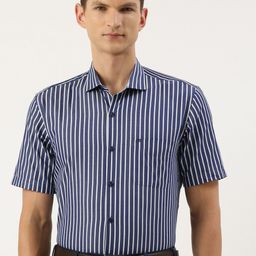 Peter England Men Slim Fit Opaque Striped Formal Shirt-image-94