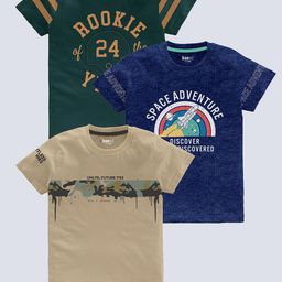 BAESD Boys Pack Of 3 Printed Round Neck Cotton T-shirt-image-69