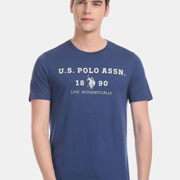u.s. polo assn. U.S. Polo Assn.-Men Blue & White Brand Logo Lounge T-shirt-picture-4