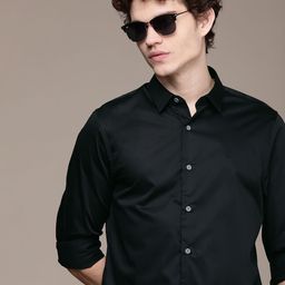 Calvin Klein Jeans Men Black Solid Slim Fit Satin Casual Shirt-image-58