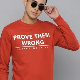 Flying Machine Men Rust Printed Pure Cotton Sweatshirt-image-69