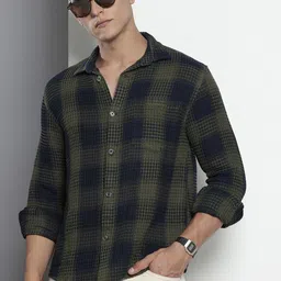 The Indian Garage Co. Relaxed FitOpaque Checked Textured Casual Shirt-image-63