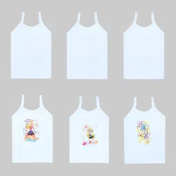 CAREPLUS Girls Pack Of 6 Printed Pure Cotton Camisoles-29