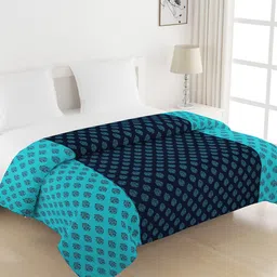 SWAYAM Blue Printed Anti-Allergic Double Winter Quilt-44