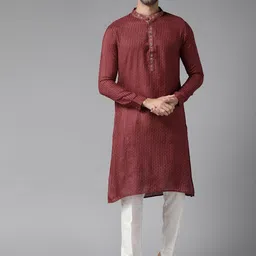 See Designs Men Maroon Pure Cotton Kurta with Pyjamas-53