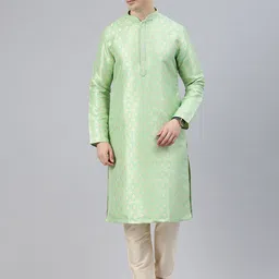 Manthan Self Design Regular Mandarin Collar Kurta Set-image-18
