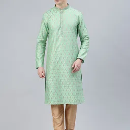 Manthan Self Design Mandarin Collar Kurta Set-image-21