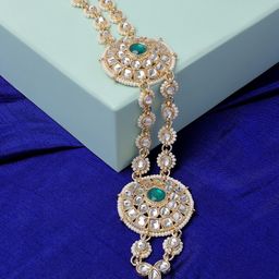Zaveri Pearls Women Green & White Embellished Hairband-image-37