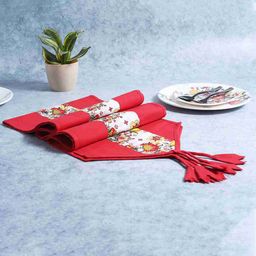 Wonderchef Red & White Printed Pure Cotton Table Runner-23