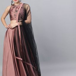 AKS Couture Mauve & Black Printed Ready to Wear Lehenga-5