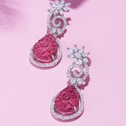 Zaveri Pearls Silver Plated Contemporary Drop Earrings-35