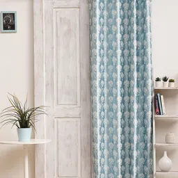 Ariana Blue White Floral Room Darkening Door Curtains-image-94