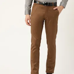 SOJANYA Men Brown Smart Regular Fit Solid Formal Trousers-image-92