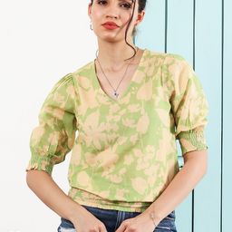 Boho By Athena Print Puff Sleeve Bohemian Cotton Top-picture-14