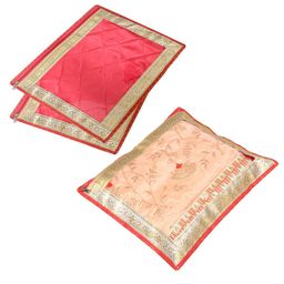 Kuber Industries Pink 3 Pieces Saree Cover Organizer-49