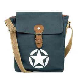 The House of Tara Unisex Teal Blue Printed Messenger Bag-29