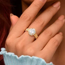 EVERSTYLISH Cubic Zirconia Studded Adjustable Finger Ring-image-1