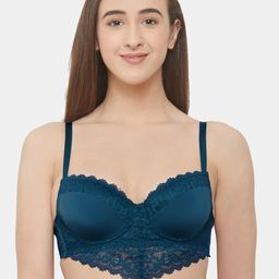 Soie Women Semi/Medium Coverage Padded Wired Demi Cup Lace Bra-19