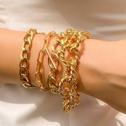 Jewels Galaxy Women 4 Gold-Toned Gold-Plated Link Bracelet-image-111
