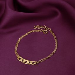 Carlton London 18kt Gold Plated Double Chain Link Bracelet-7