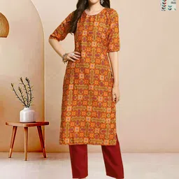 Moda Rapido Pack of 2 Printed Straight Kurta with Trousers-image-60