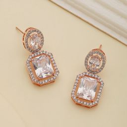 Saraf RS Jewellery Rose Gold Plated Square Studs Earrings-6