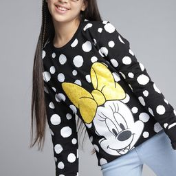 YK Girls Black & White Mickey Mouse Printed Sweatshirt-image-51