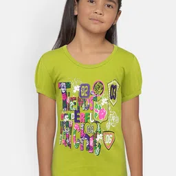 SINI MINI Girls Lime Green Printed Round Neck T-shirt-picture-22