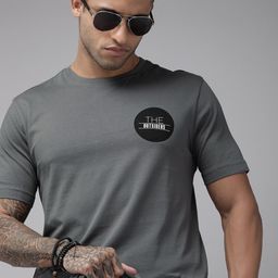 Roadster Men Grey Typography Printed Pure Cotton T-shirt-image-79