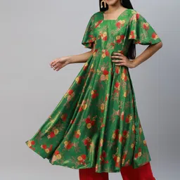 Poshak Hub Women Floral Printed Flared Sleeves Anarkali Kurta-image-50