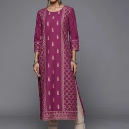 Varanga Women Purple & Golden Ethnic Motifs Printed Kurta-picture-28