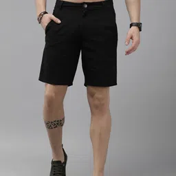 Roadster Men Black Slim Fit Cotton Shorts-image-62