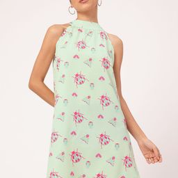 DressBerry Fabulous-Fly Knotty Halter-Neck Bug Printed Mini Dress-image-53