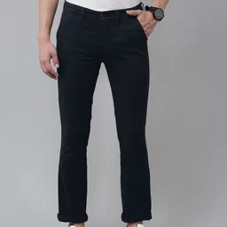 Pepe Jeans Men Navy Blue Solid Slim Fit Chinos Trousers-44