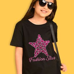 NUSYL Girls Graphic Printed Round Neck Oversized T-shirt-image-50