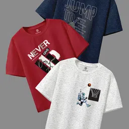 CODEZ Boys Pack Of 3 Graphic Printed Regular Fit T-shirt-image-84