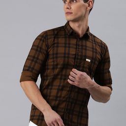 Majestic Man Men Comfort Slim Fit Tartan Checked Pure Cotton Casual Shirt-image-92