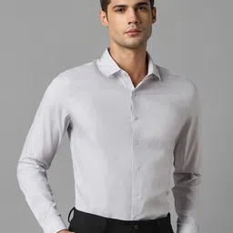Louis Philippe Self Design Slim Fit Opaque Cotton Formal Shirt-image-17
