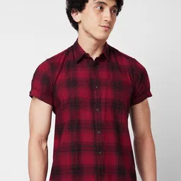 SPYKAR Tartan Checked Cotton Casual Shirt-image-9
