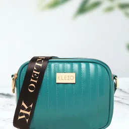 KLEIO Olive Green PU Structured Cross Body Sling Bag with Quilted-19