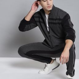 Alcis Men Charcoal Grey & Black Colourblocked Tracksuit-image-82