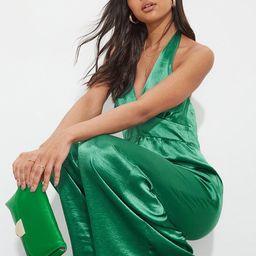 DOROTHY PERKINS Green Solid Halter Neck Basic Jumpsuit-picture-11