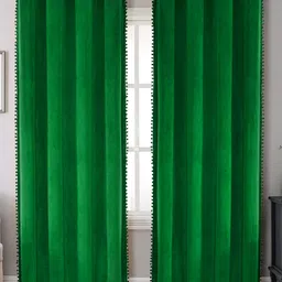 STITCHNEST Green 2 Pieces Velvet Black Out Window Curtains-image-28