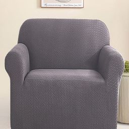 Cortina Grey Jacquard Printed Single Seater Sofa Cover-image-37